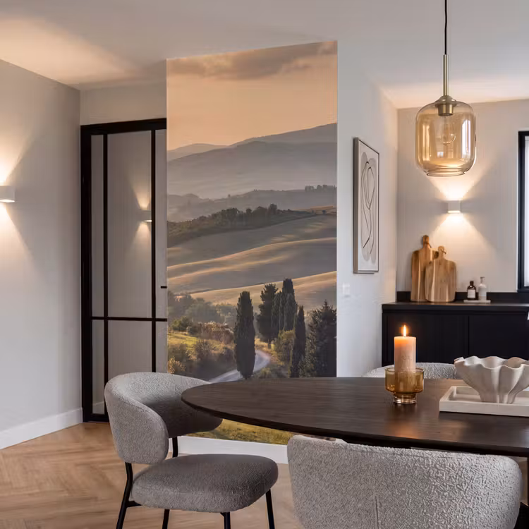 Toscaans - Landschap - Heuvels Behang Vlies klein -sfeer3