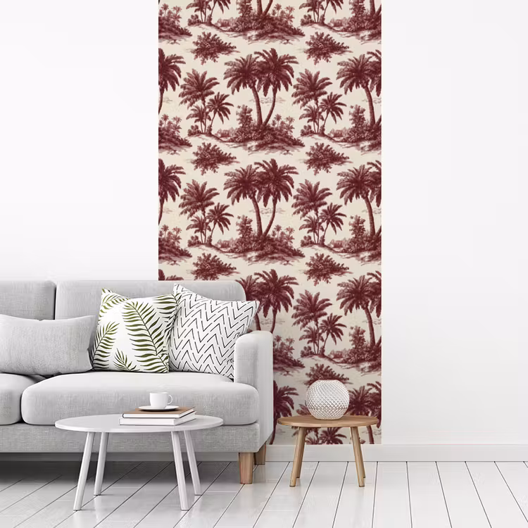 Tropisch - Geometrisch - Bordeauxrood fotobehang vinyl groot 64 -woonkamer