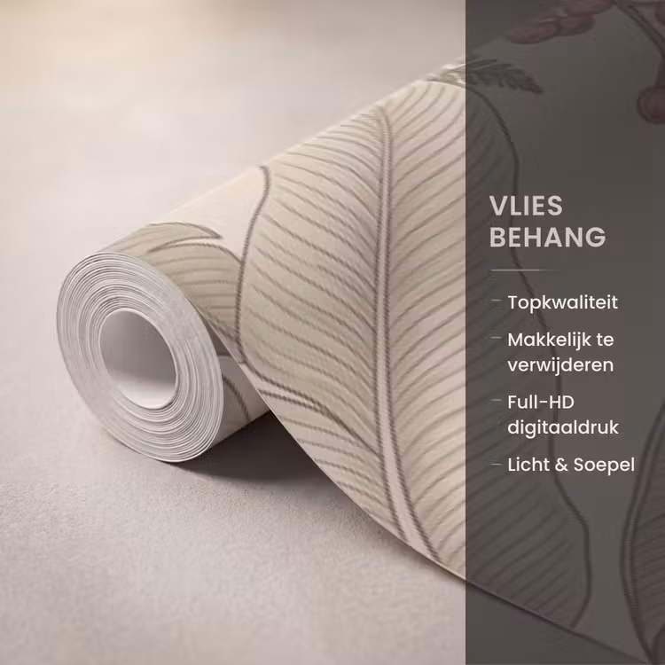 Tropisch - Vogels - Beige Behang Vlies klein -USP_closeupNL