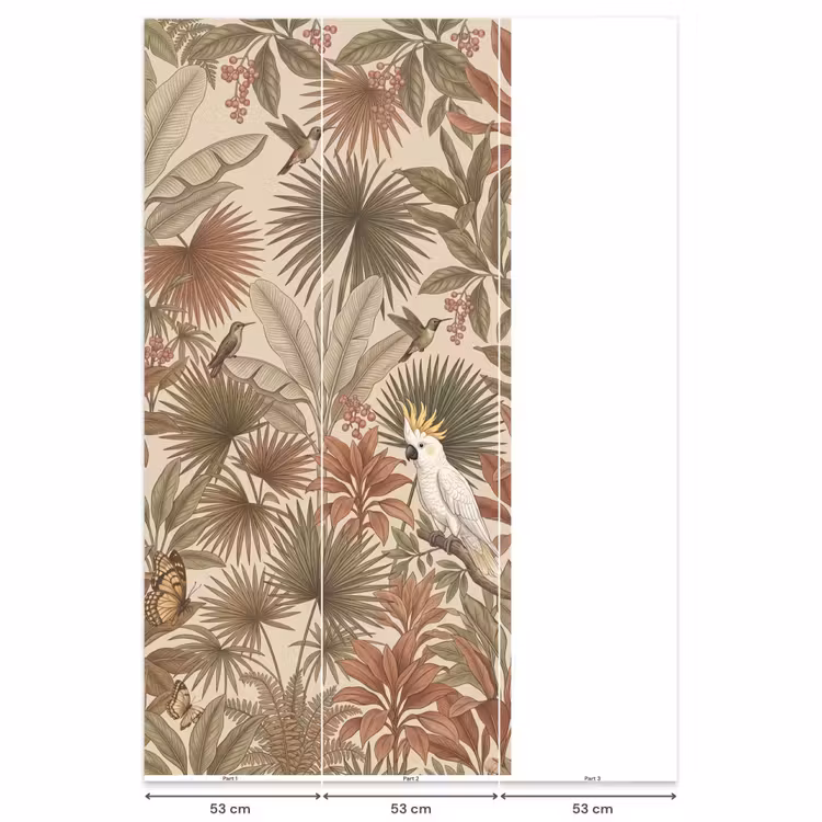 Tropisch - Vogels - Beige Behang Vlies klein -USP_banen