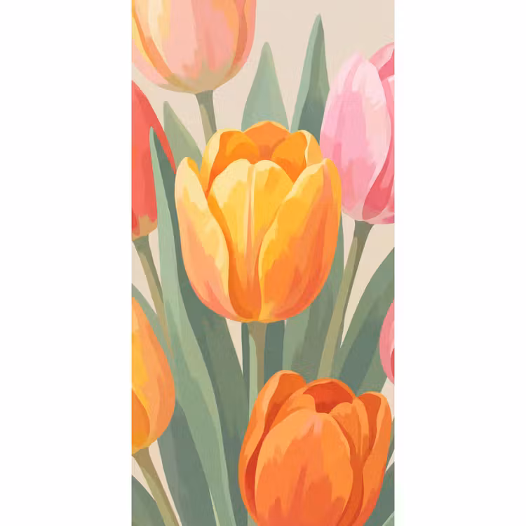 Tulpen - Abstract - Kleurrijk Behang Vlies klein -3d_website