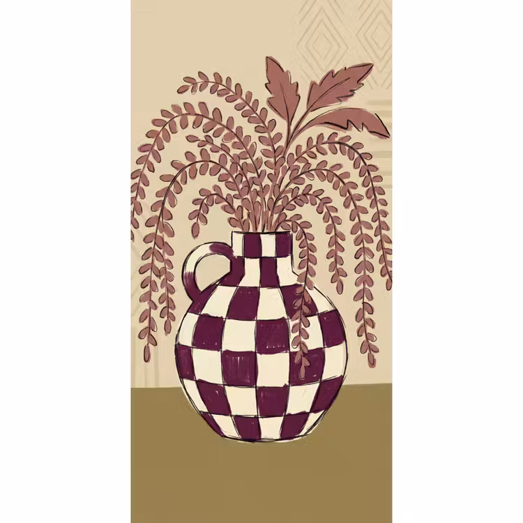 Vaas - Geruit - Planten - Modern - Paars Behang Vlies klein -3d_website