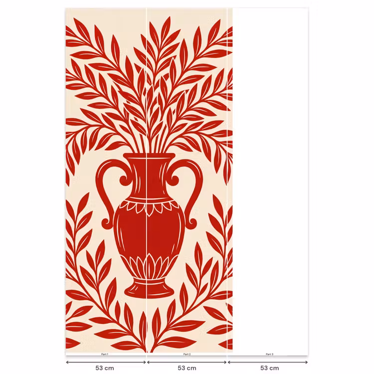 Vaas - Planten - Decoratie - Abstract - Rood Behang Vlies klein -USP_banen