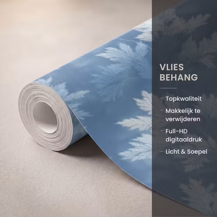 Varen - Botanisch - Patroon - Grijsblauw Behang Vlies klein 1076 -USP_closeupNL