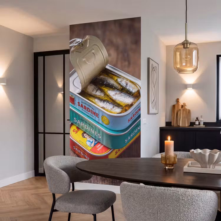 Behang - Vis - Blikjes - Keuken - Vis - Blikjes - Keuken Behang Vlies klein