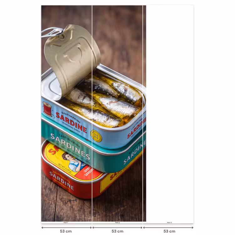 Behang - Vis - Blikjes - Keuken - Vis - Blikjes - Keuken Behang Vlies klein