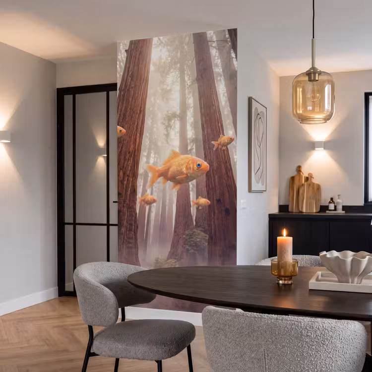 Behang - Vis - Bos - Fantasie - Vis - Bos - Fantasie Behang Vlies klein