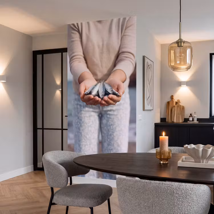 Behang - Vis - Handen - Natuur - Vis - Handen - Natuur Behang Vlies klein