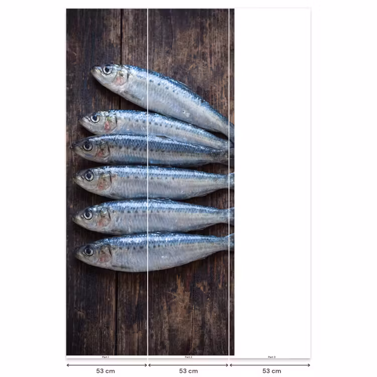 Behang - Vis - Hout - Eten - Vis - Hout - Eten Behang Vlies klein