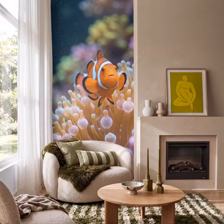Vis - Koraal - Onderwater - Oranje - Dieren Behang Vlies klein -sfeer2