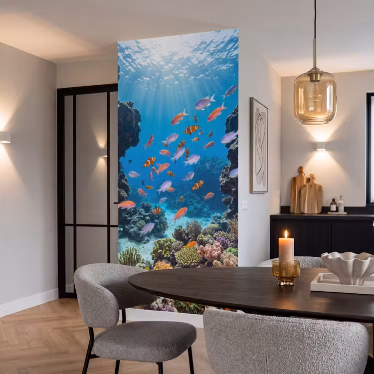 Vis - Koraalrif - Onderwater - Levendig - Blauw Behang Vlies klein -sfeer3