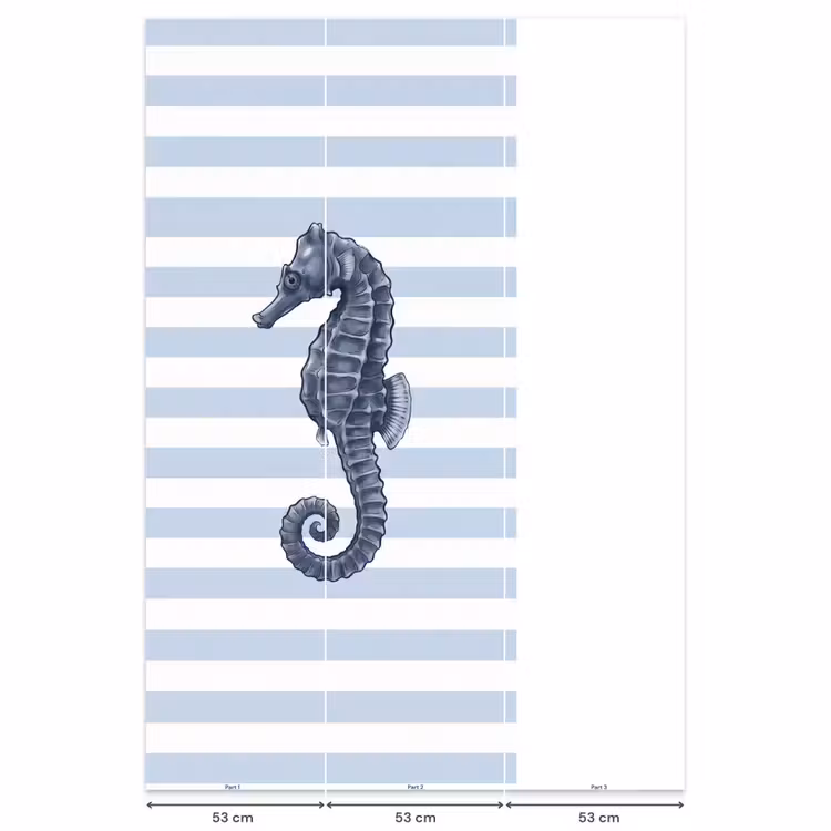 Vis - Oceaan - Illustratie - Blauw - Strepen Behang Vlies klein -USP_banen