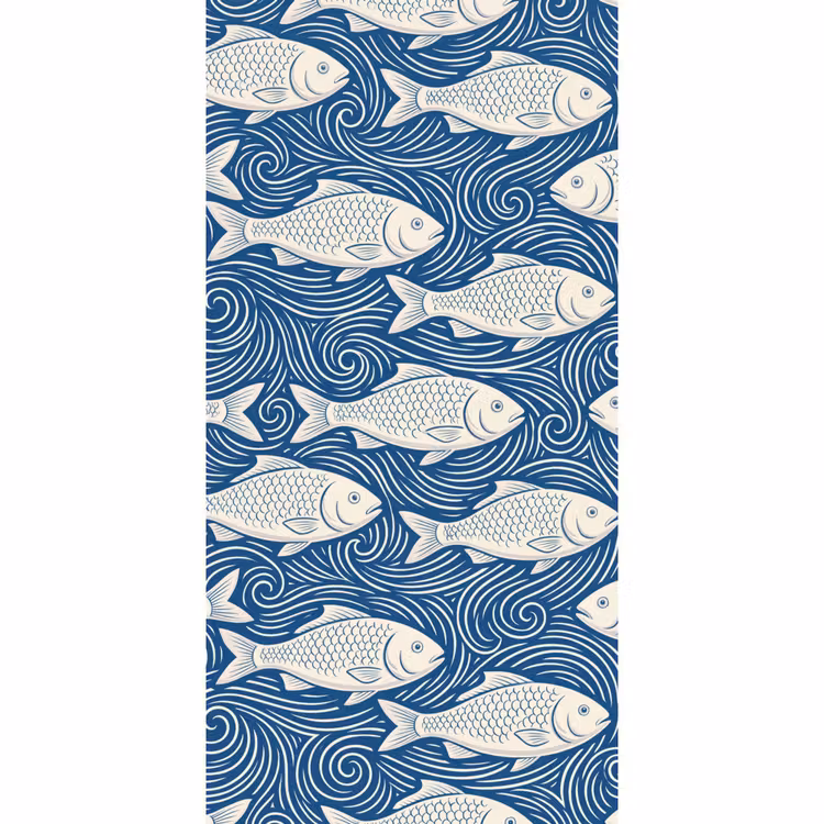 Vis - Water - Patroon - Grafisch - Blauw Behang Vlies klein -3d_website