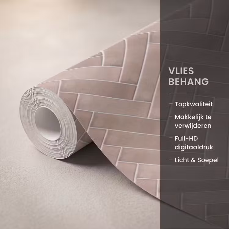 Visgraat - Wandtegel - Oudroze - Terracotta Behang Vlies klein 1076 -USP_closeupNL