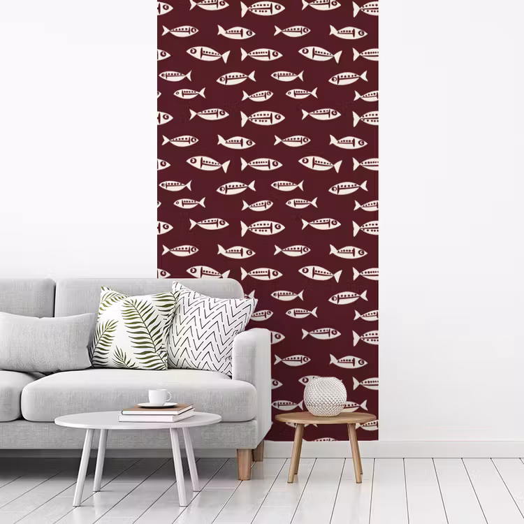 Vissen - Grafisch - Patroon - Donker fotobehang vinyl groot 64 -woonkamer