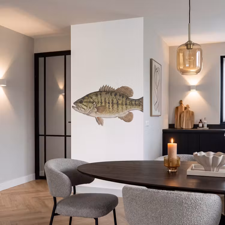 Vissen - Natuur - Vintage Behang Vlies klein -sfeer3