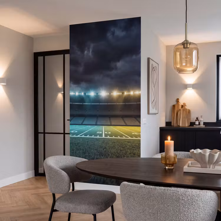 Voetbal - Stadion - Nacht - Modern Behang Vlies klein -sfeer3