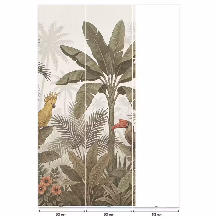 Vogel - Jungle - Tropisch - Illustratie - Groen Behang Vlies klein -USP_banen