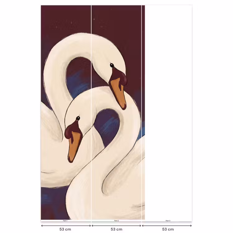 Vogel - Koppel - Liefde - Abstract - Wit Behang Vlies klein -USP_banen