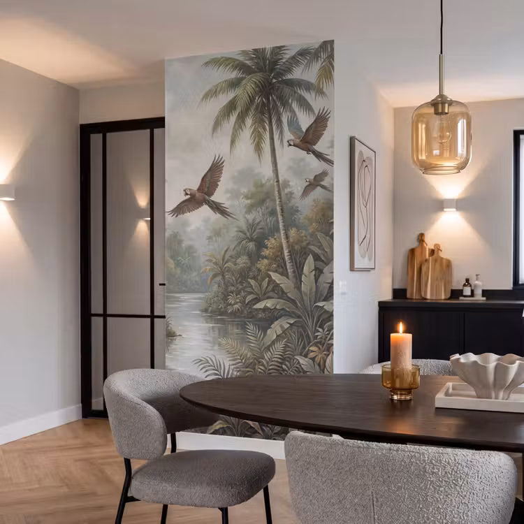 Vogel - Vliegend - Tropisch - Landschap - Klassiek Behang Vlies klein -sfeer3