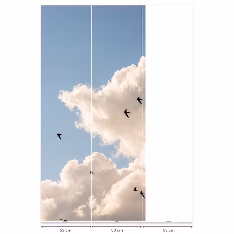 Vogel - Vlucht - Wolken - Natuur - Blauw Behang Vlies klein -USP_banen