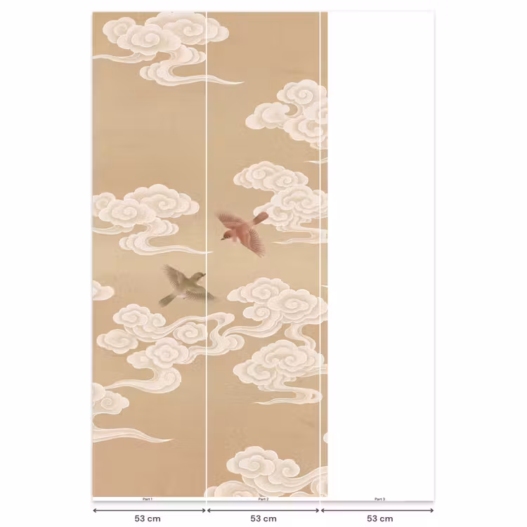 Vogels - Vliegen - Beige Behang Vlies klein -USP_banen