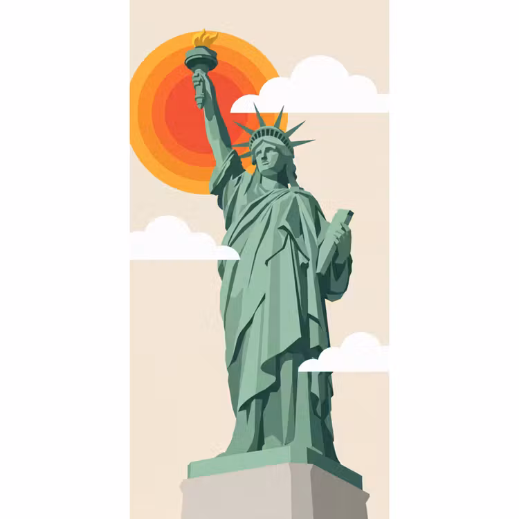 Vrijheidsbeeld - New York - Zon - Modern Behang Vlies klein -3d_website