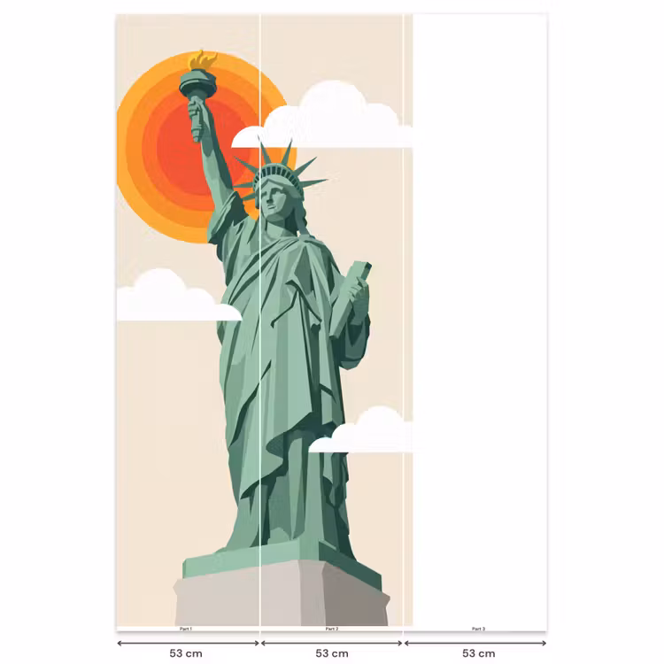 Vrijheidsbeeld - New York - Zon - Modern Behang Vlies klein -USP_banen