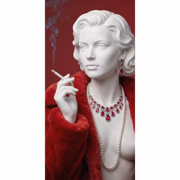 Vrouw - Bontjas - Mode - Klassiek - Rood Behang Vlies klein -3d_website