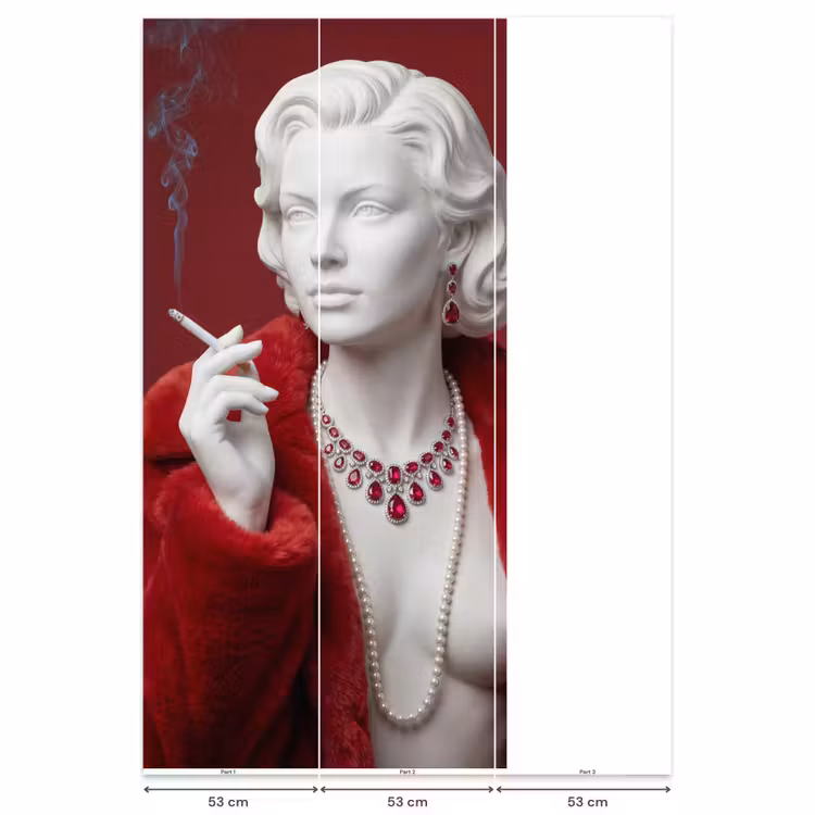 Vrouw - Bontjas - Mode - Klassiek - Rood Behang Vlies klein -USP_banen