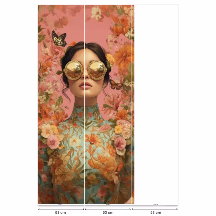 Vrouw - Bril - Roze - Bloemen Behang Vlies klein -USP_banen