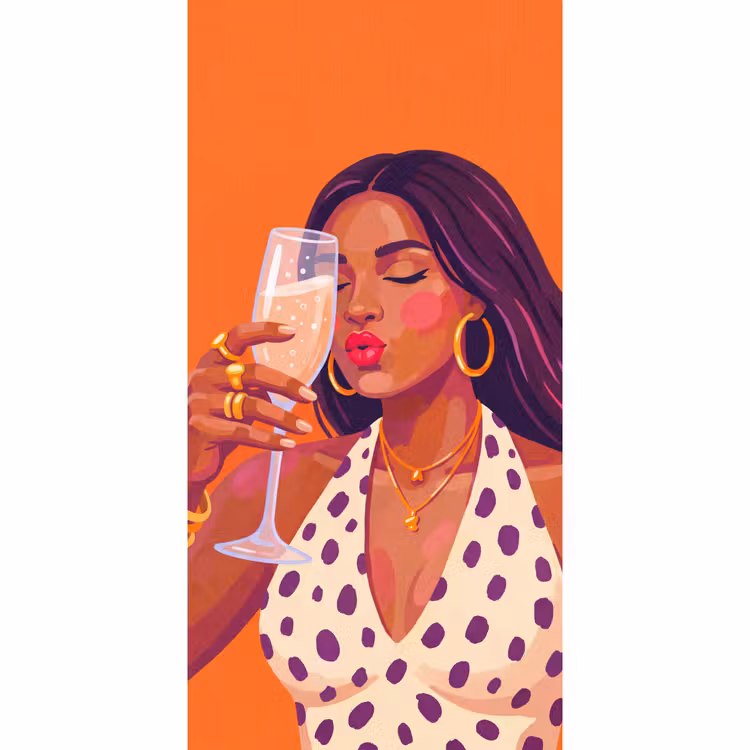 Vrouw - Champagne - Feest - Modern - Oranje Behang Vlies klein -3d_website