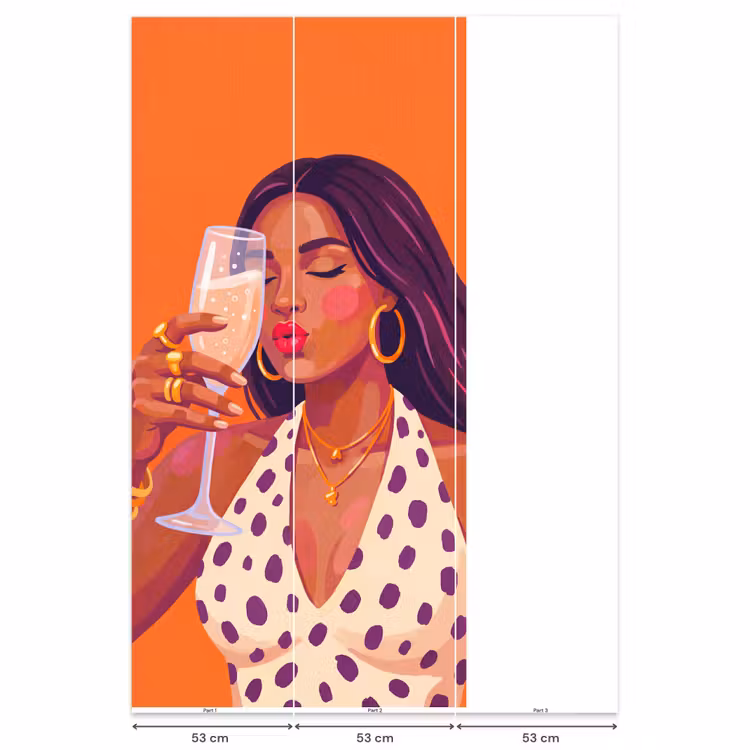 Vrouw - Champagne - Feest - Modern - Oranje Behang Vlies klein -USP_banen
