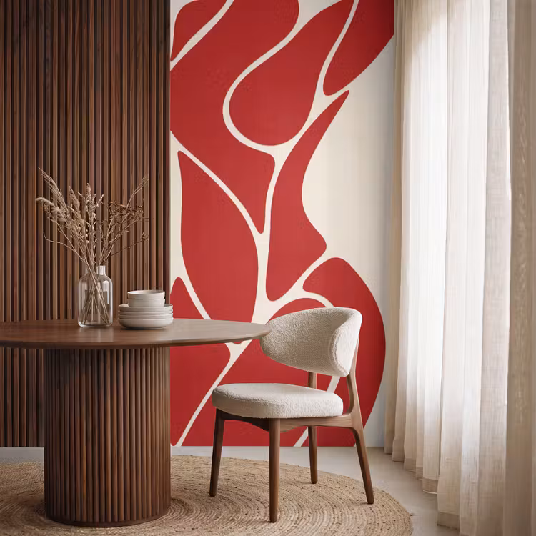 Vrouw - Figuur - Abstract - Modern - Rood Behang Vlies klein -sfeer1