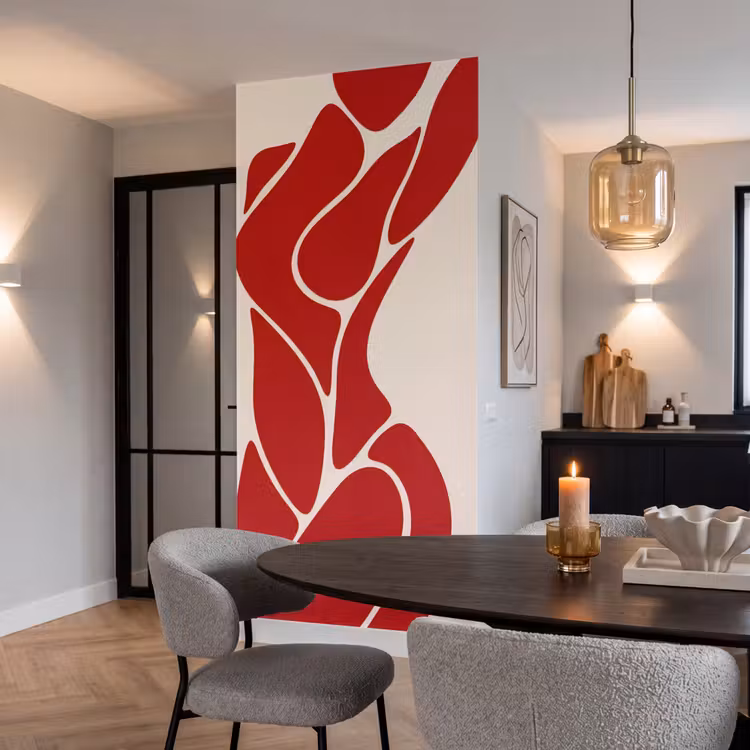 Vrouw - Figuur - Abstract - Modern - Rood Behang Vlies klein -sfeer3