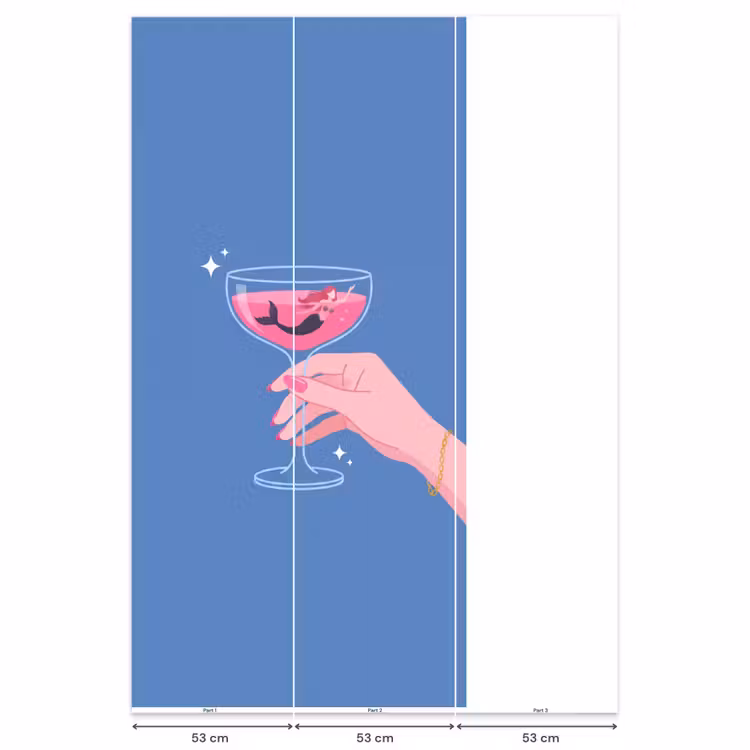 Vrouw - Glas - Abstract - Roze - Blauw Behang Vlies klein -USP_banen
