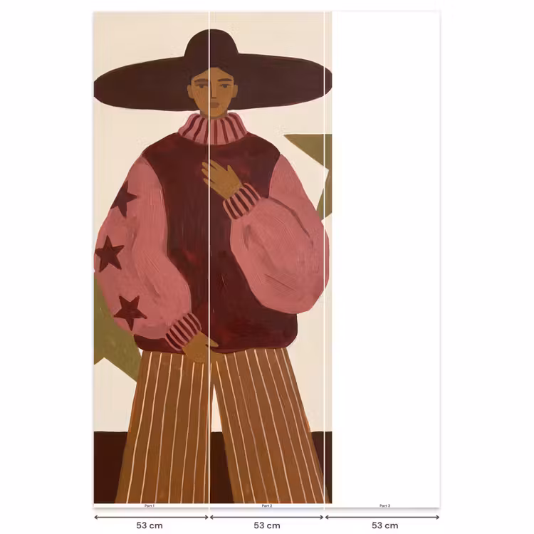 Vrouw - Hoed - Abstract - Modern - Portret Behang Vlies klein -USP_banen