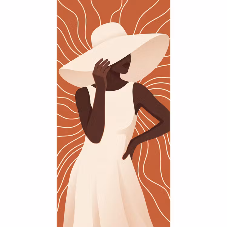 Vrouw - Hoed - Portret - Modern - Beige Behang Vlies klein -3d_website