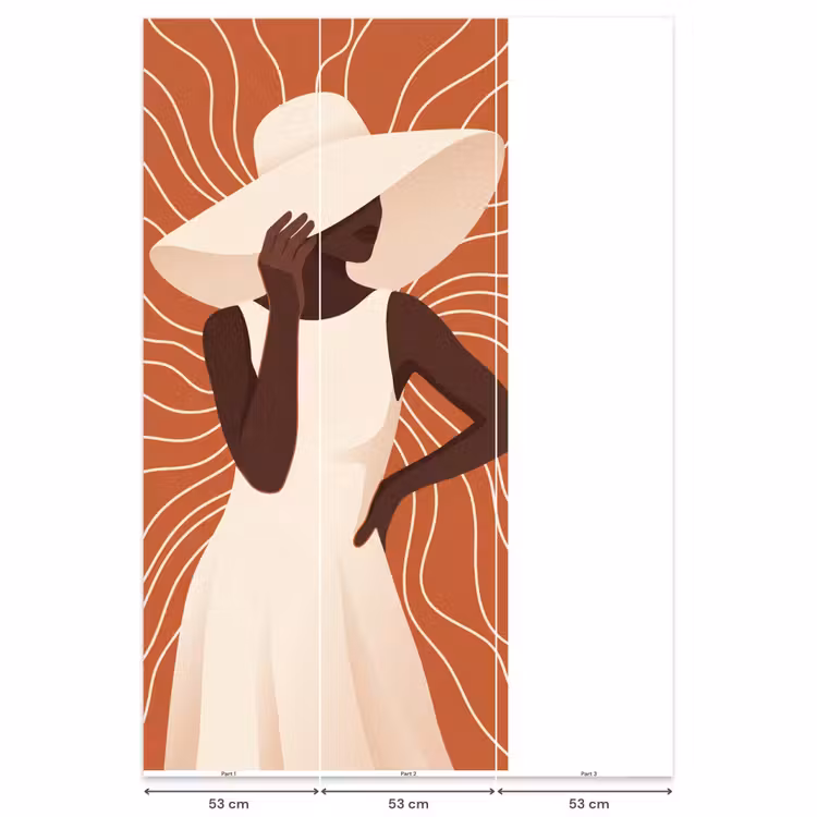 Vrouw - Hoed - Portret - Modern - Beige Behang Vlies klein -USP_banen