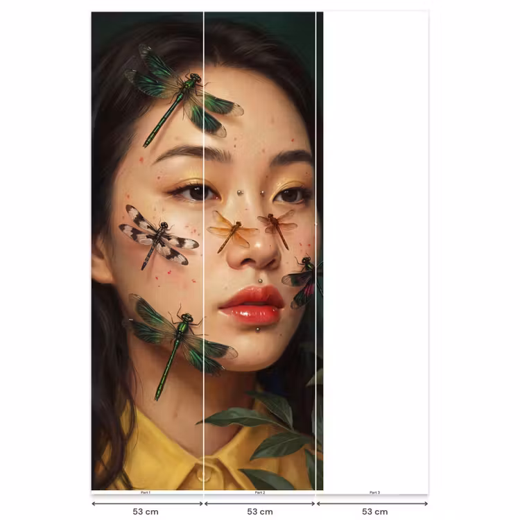 Vrouw - Insecten - Natuur - Portret - Groen Behang Vlies klein -USP_banen