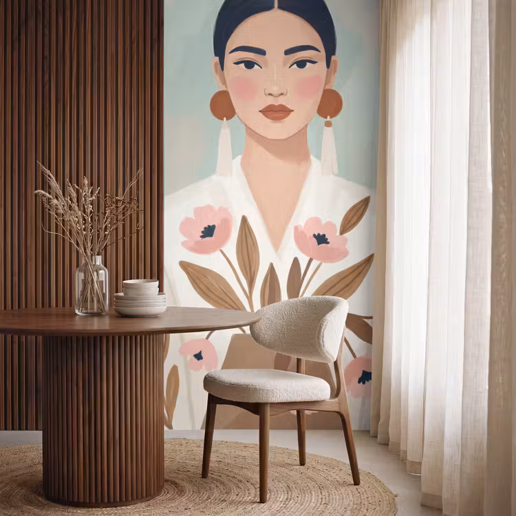 Vrouw - Kimono - Pastel Behang Vlies klein -sfeer1