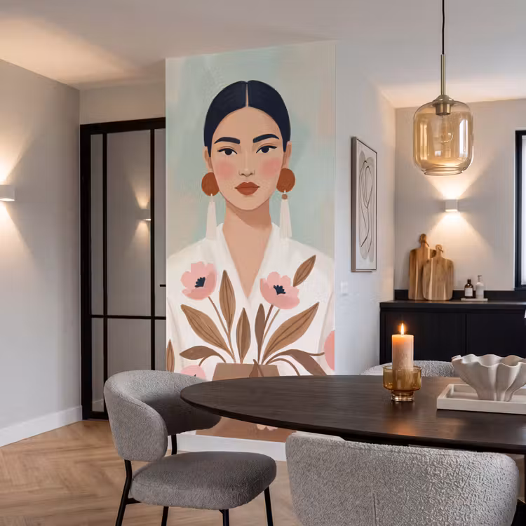 Vrouw - Kimono - Pastel Behang Vlies klein -sfeer3