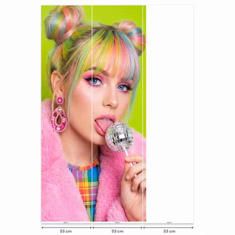 Vrouw - Kleurrijk haar - Pop art - Modern - Levendig Behang Vlies klein -USP_banen