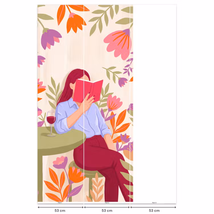 Vrouw - Lezen - Thuis - Modern - Bloemen Behang Vlies klein -USP_banen