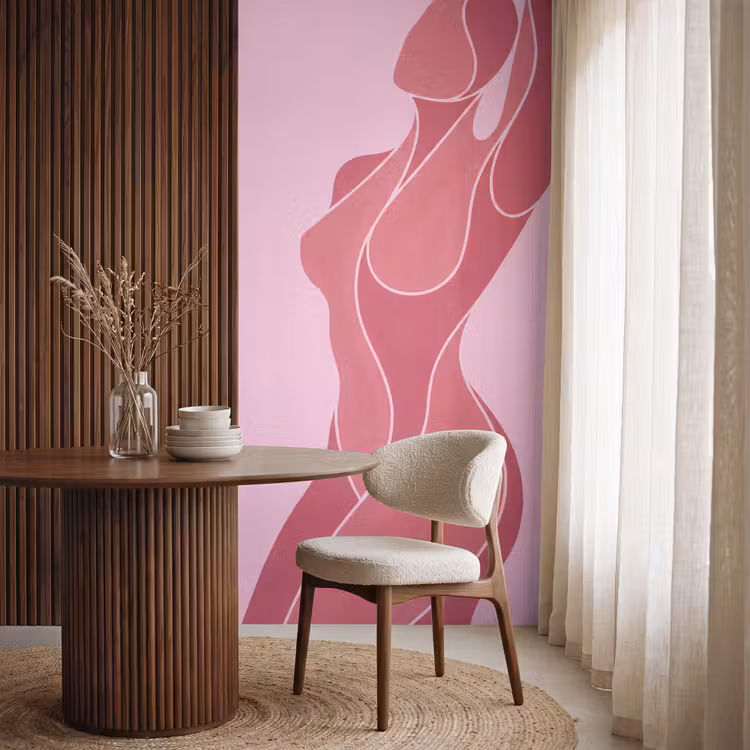 Vrouw - Lichaam - Abstract - Roze Behang Vlies klein -sfeer1