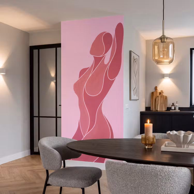 Vrouw - Lichaam - Abstract - Roze Behang Vlies klein -sfeer3