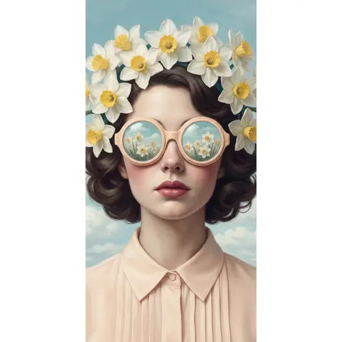 Vrouw - Narcissen - Geel Behang Vlies klein -3d_website