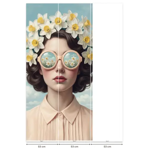 Vrouw - Narcissen - Geel Behang Vlies klein -USP_banen