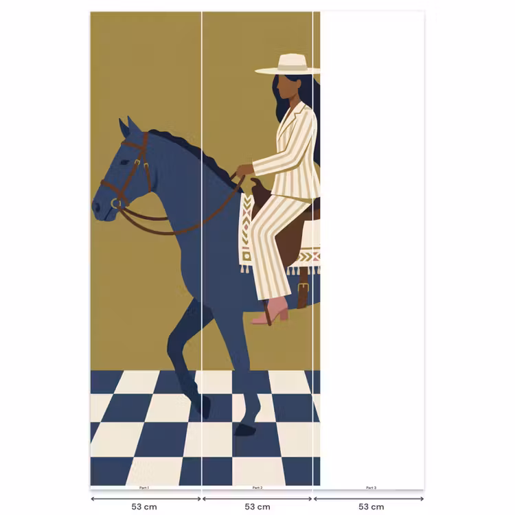 Vrouw - Paard - Rijden - Modern - Abstract Behang Vlies klein -USP_banen