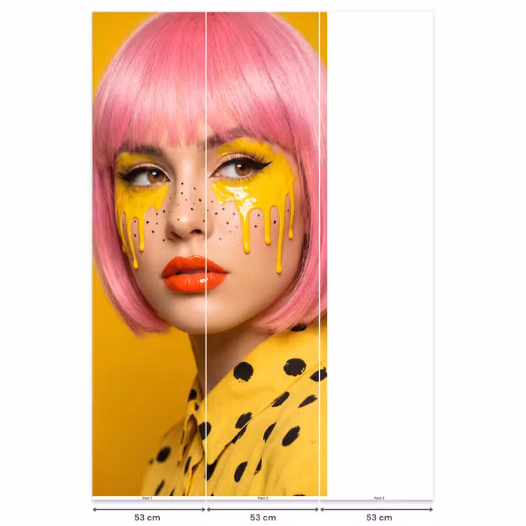 Vrouw - Portret - Abstract - Kleurrijk - Geel Behang Vlies klein -USP_banen
